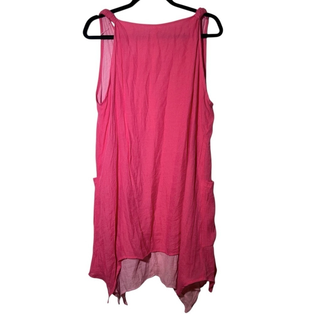 Pink Layered Silk Cotton Blend Flowy Tunic Top Approx Large - Picture 2 of 9